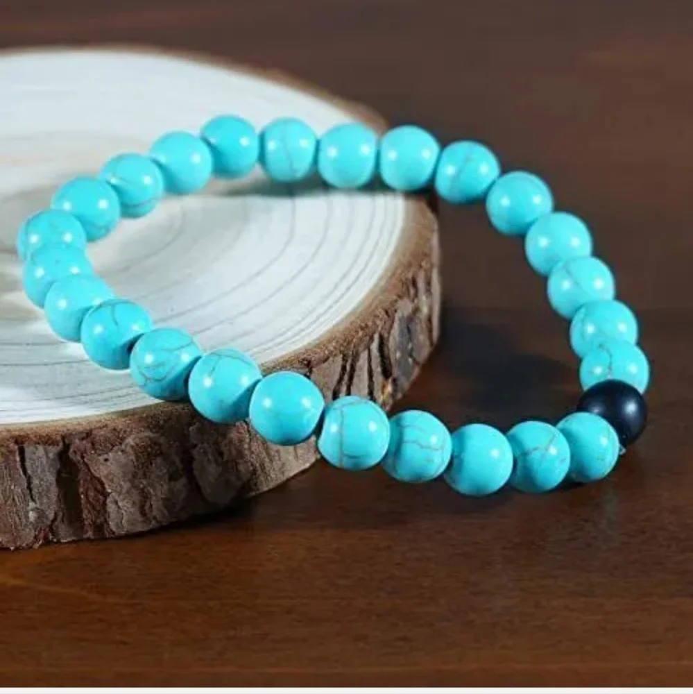 Turquoise Tree Of Life Beaded Turquoise Bracelet - Picture 6 of 7